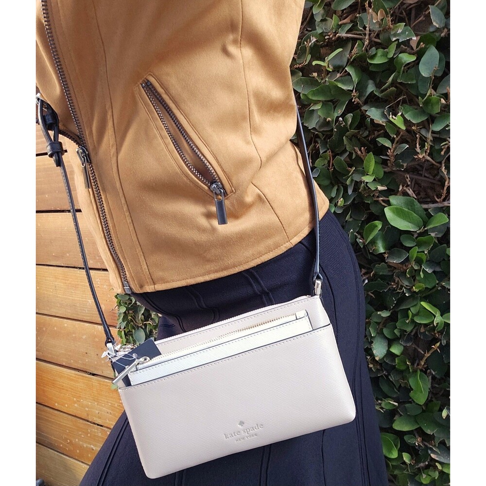 Kate Spade Sadie Crossbody Bonus Pouch Set in Warm Beige NEW